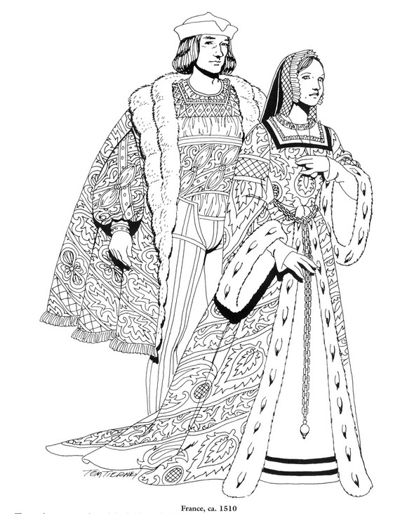 Plansa de colorat cu Istorie vestimentara 189 3